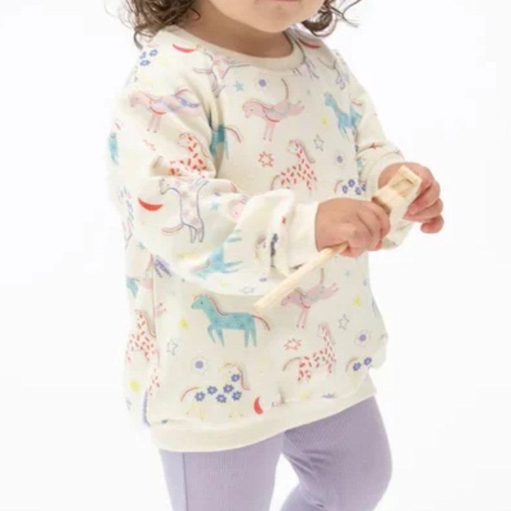 Angel Dear Cream Unicorn and Star Print Sweatshirt